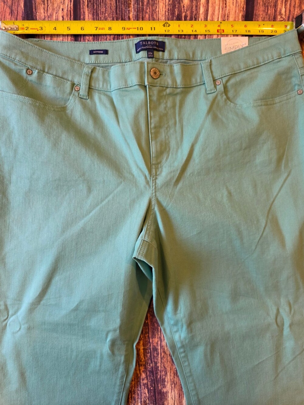 Talbots Plus Size 22W Simply Flattering Collection Boyfriend Style Green Jeans - Picture 9 of 11